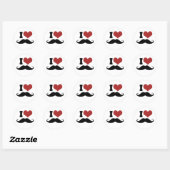 Sticker Rond J'aime la moustache (Feuille)