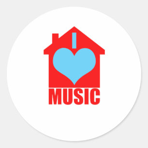Sticker Rond J'aime la musique de Chambre - Chambre de coeur