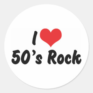 Sticker Rond J'aime la musique rock des années 50