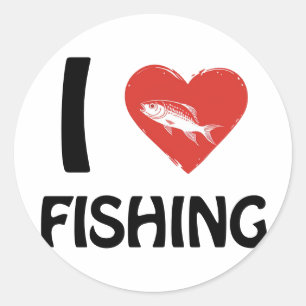 Sticker Rond J'aime la pêche