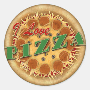 Sticker Rond J'aime la pizza