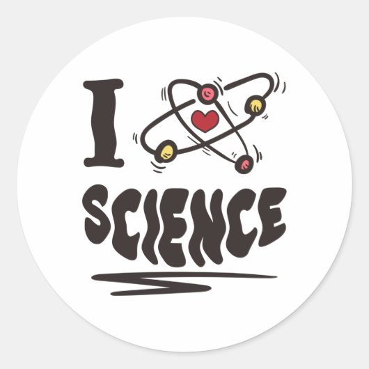 Sticker Rond J'aime la science (Devant)