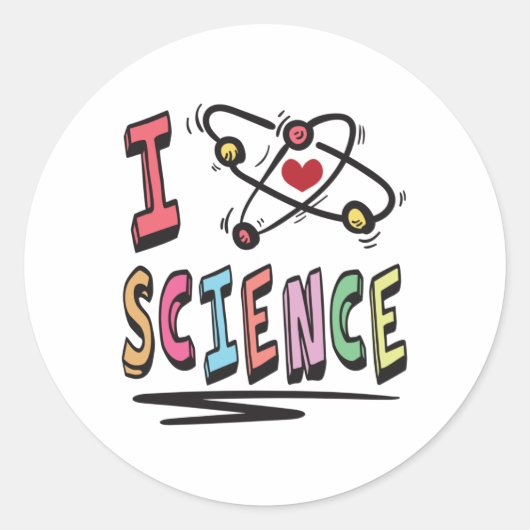 Sticker Rond J'aime la science (Devant)