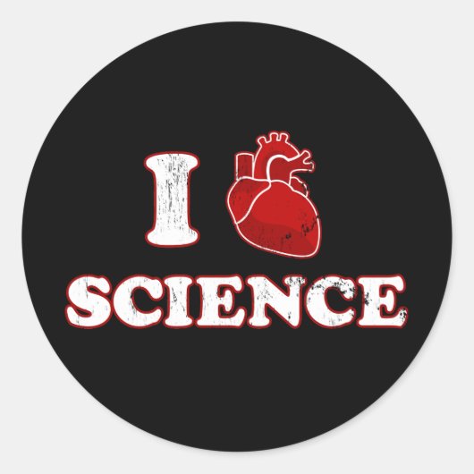 Sticker Rond j'aime la science / i coeur science / anatomie (Devant)