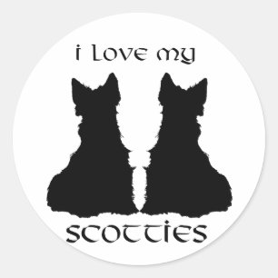 Sticker Rond J'aime la silhouette de mes Scotties