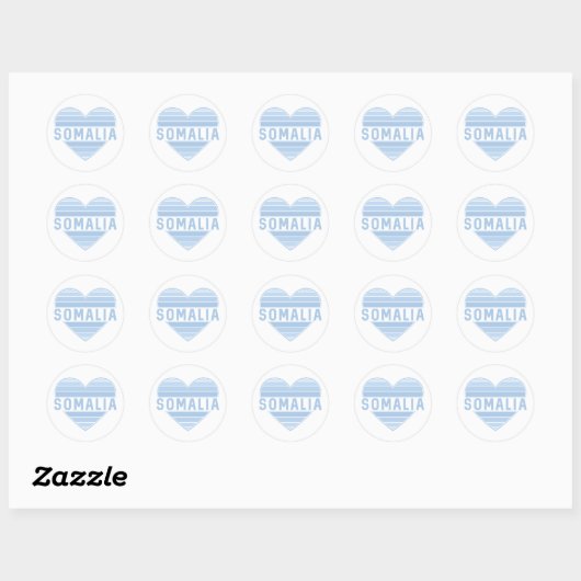 Sticker Rond J'aime la Somalie, le coeur somalien (Feuille)