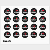 Sticker Rond J'aime la techno (Feuille)