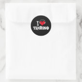 Sticker Rond J'aime la techno (Sac)