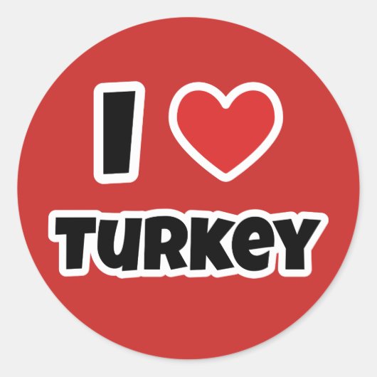 Sticker Rond J'aime la Turquie (Devant)
