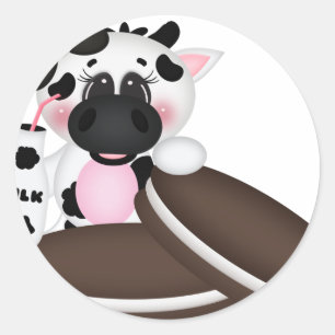 Sticker Rond J'aime la vache à lait