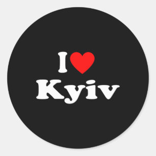 Sticker Rond J'aime la ville de Kyiv en Ukraine Clic