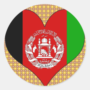 Sticker Rond J'aime l'Afghanistan