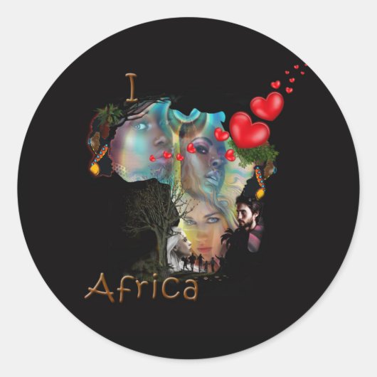 Sticker Rond J'aime l'Afrique (Devant)