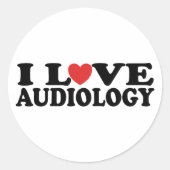 Sticker Rond J'aime l'audiologie (Devant)