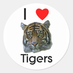 Sticker Rond J'aime l'autocollant de tigres