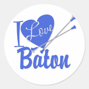Sticker Rond J'aime le bâton