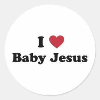 Sticker Rond J'aime le bébé Jésus