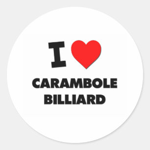 Sticker Rond J'aime le billard de Carambole
