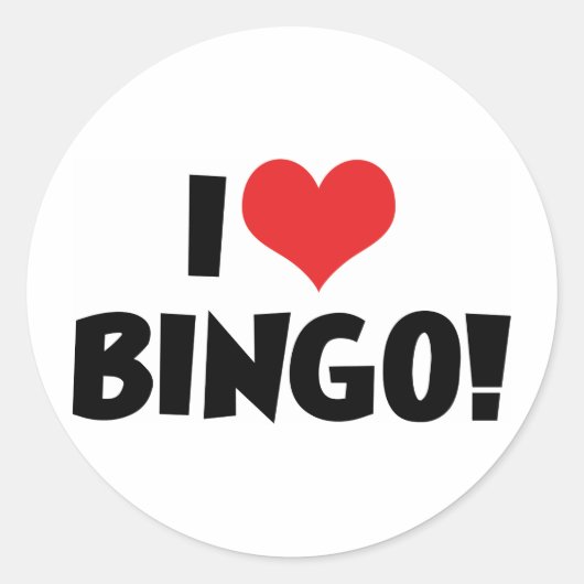 Sticker Rond J'Aime Le Bingo Coeur ! - Amateurs de bingo (Devant)