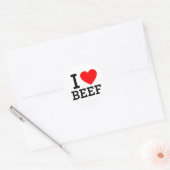 Sticker Rond J'Aime Le Boeuf (Enveloppe)