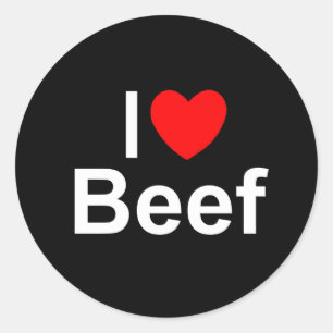 Sticker Rond J'aime le boeuf (de coeur)