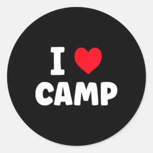 Sticker Rond J'aime le camping de vacances en glamping