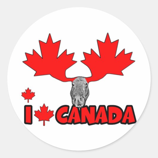 Sticker Rond J'aime le Canada (Devant)
