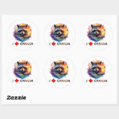 Sticker Rond J'aime le Canada (Feuille)