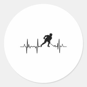 Sticker Rond J'aime le cardiogramme de hockey en ligne