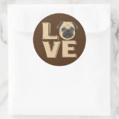 Sticker Rond J'aime le Carlin drôle (Sac)