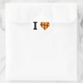 Sticker Rond J'aime le coeur de basket-ball (Sac)