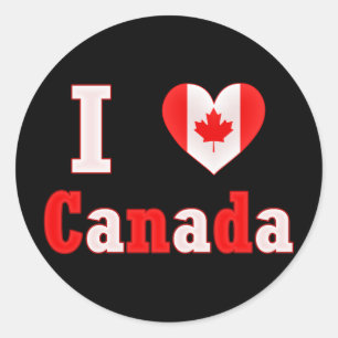 Sticker Rond J'aime le coeur de feuille d'érable du Canada
