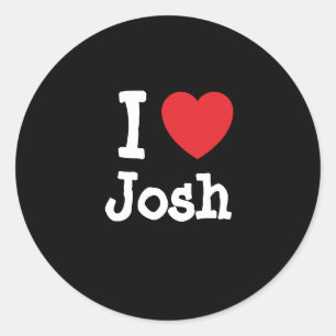 Sticker Rond J'aime le coeur de Josh personnalisé