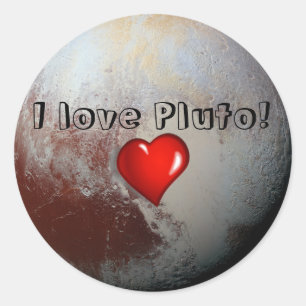 Sticker Rond J'aime le coeur de rouge de Pluton