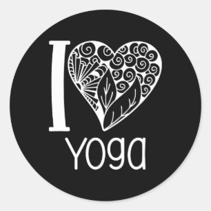 Sticker Rond J'aime le cœur de yoga pour les femmes qui aiment