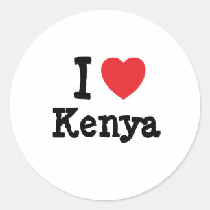 Sticker Rond J'aime le coeur kényan T-Shirt