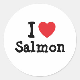 Sticker Rond J'aime le coeur Saumon T-shirt