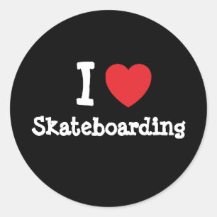 Sticker Rond J'aime le coeur Skateboard personnalisé