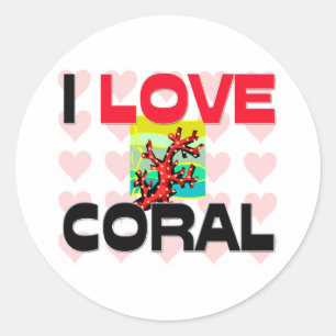 Sticker Rond J'aime le corail