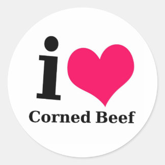 Sticker Rond J'aime le corned Beef