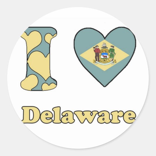 Sticker Rond J'aime le Delaware (Devant)