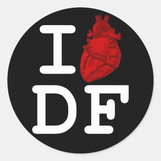 Sticker Rond J'aime le DF (Devant)