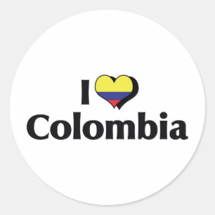 Sticker Rond J'aime le drapeau de Colombie