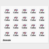 Sticker Rond J'aime le drapeau de Cuba (Feuille)