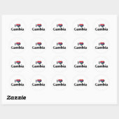 Sticker Rond J'aime le drapeau de Gambie (Feuille)
