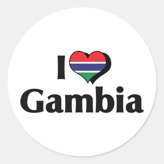 Sticker Rond J'aime le drapeau de Gambie (Devant)