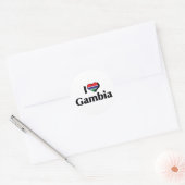 Sticker Rond J'aime le drapeau de Gambie (Enveloppe)