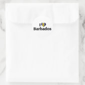 Sticker Rond J'aime le drapeau de la Barbade (Sac)