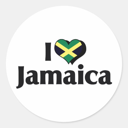 Sticker Rond J'aime le drapeau de la Jamaïque (Devant)