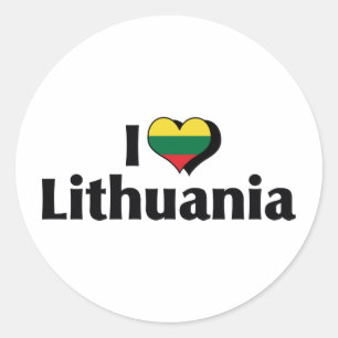 Sticker Rond J'aime le drapeau de la Lituanie